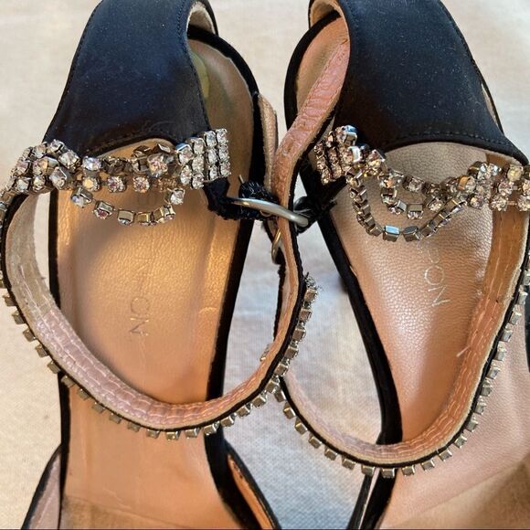 Albert Nippon black high heels vintage rhinestone strap - Picture 7 of 12